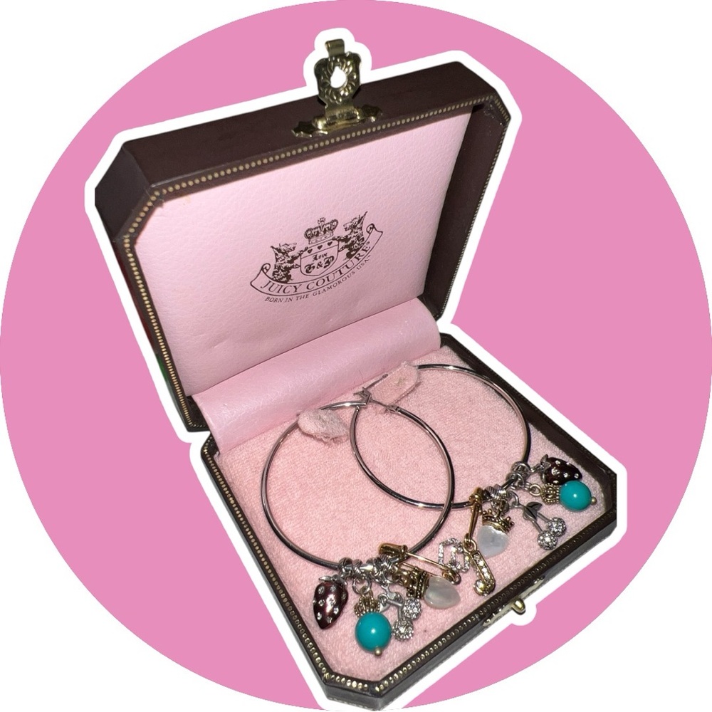 BNIBโจVINTAGE ๐ RARE Juicy Couture Silver Multi Charm Hoop Earrings ๐